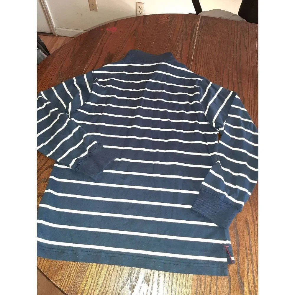 New Boy's XL 20 Tommy Hilfiger Blue White 1/4 Zip Long Sleeve Striped Shirt NWT
